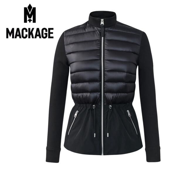 EUC MACKAGE Joyce-Z Coat Down Hybrid Water Resistant Puffer Coat Jacket in Black - Picture 1 of 15